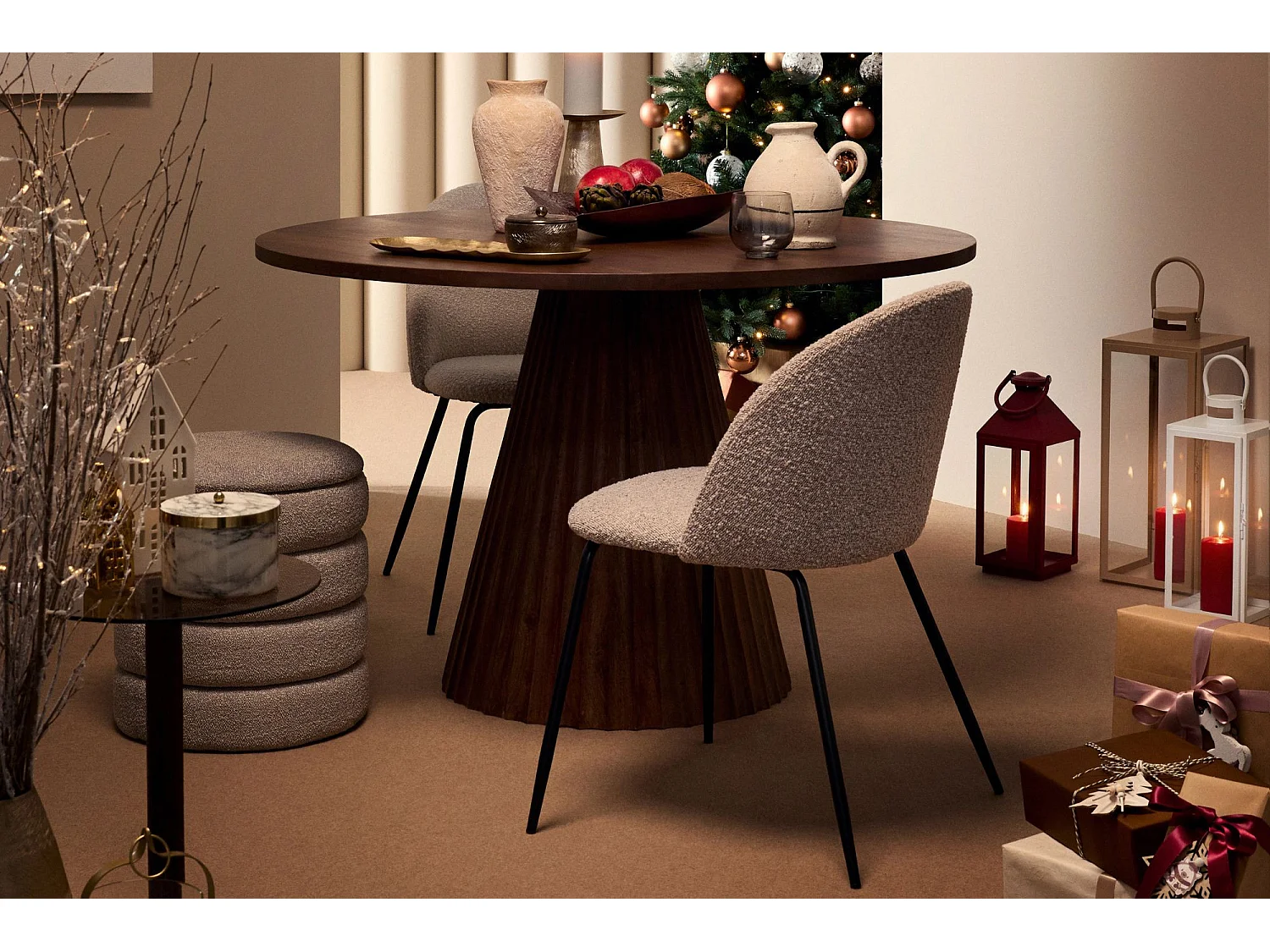 Table à manger ronde en manguier D120 6 personnes - AGRA