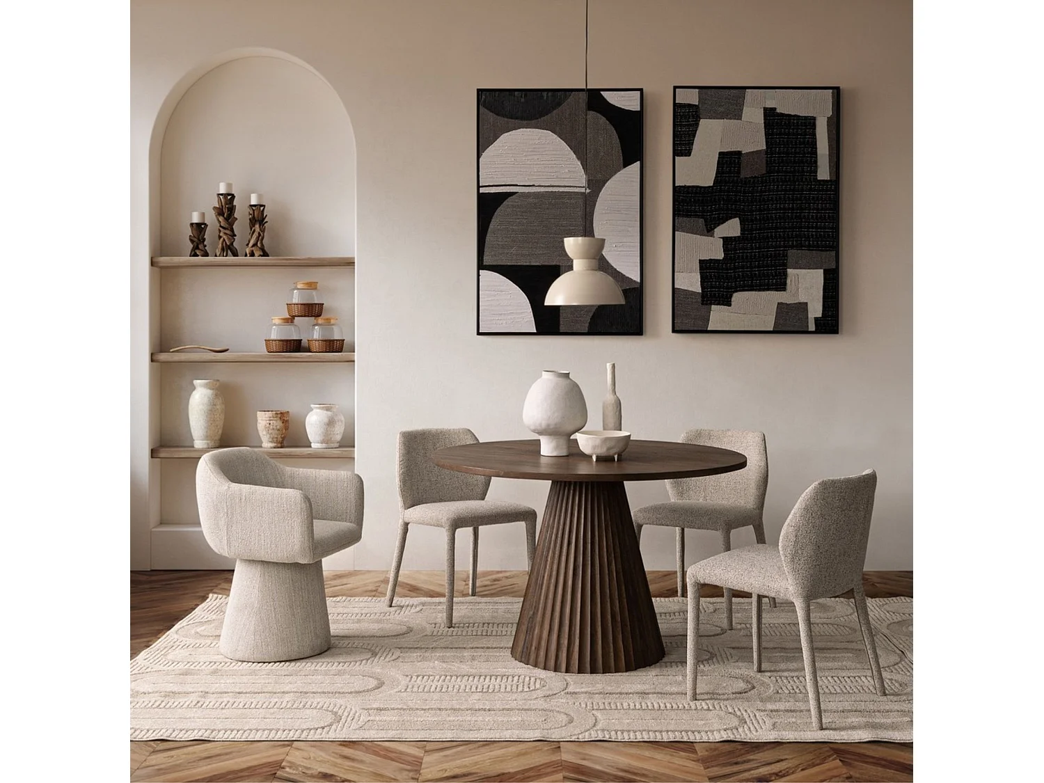 Table à manger ronde en manguier D120 6 personnes - AGRA