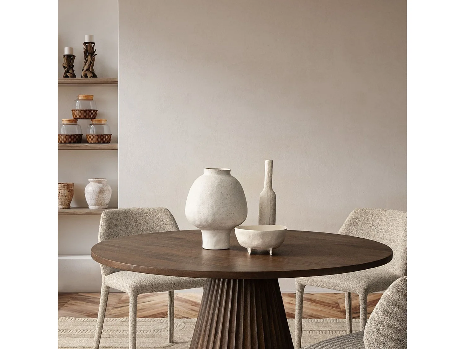 Table à manger ronde en manguier D120 6 personnes - AGRA