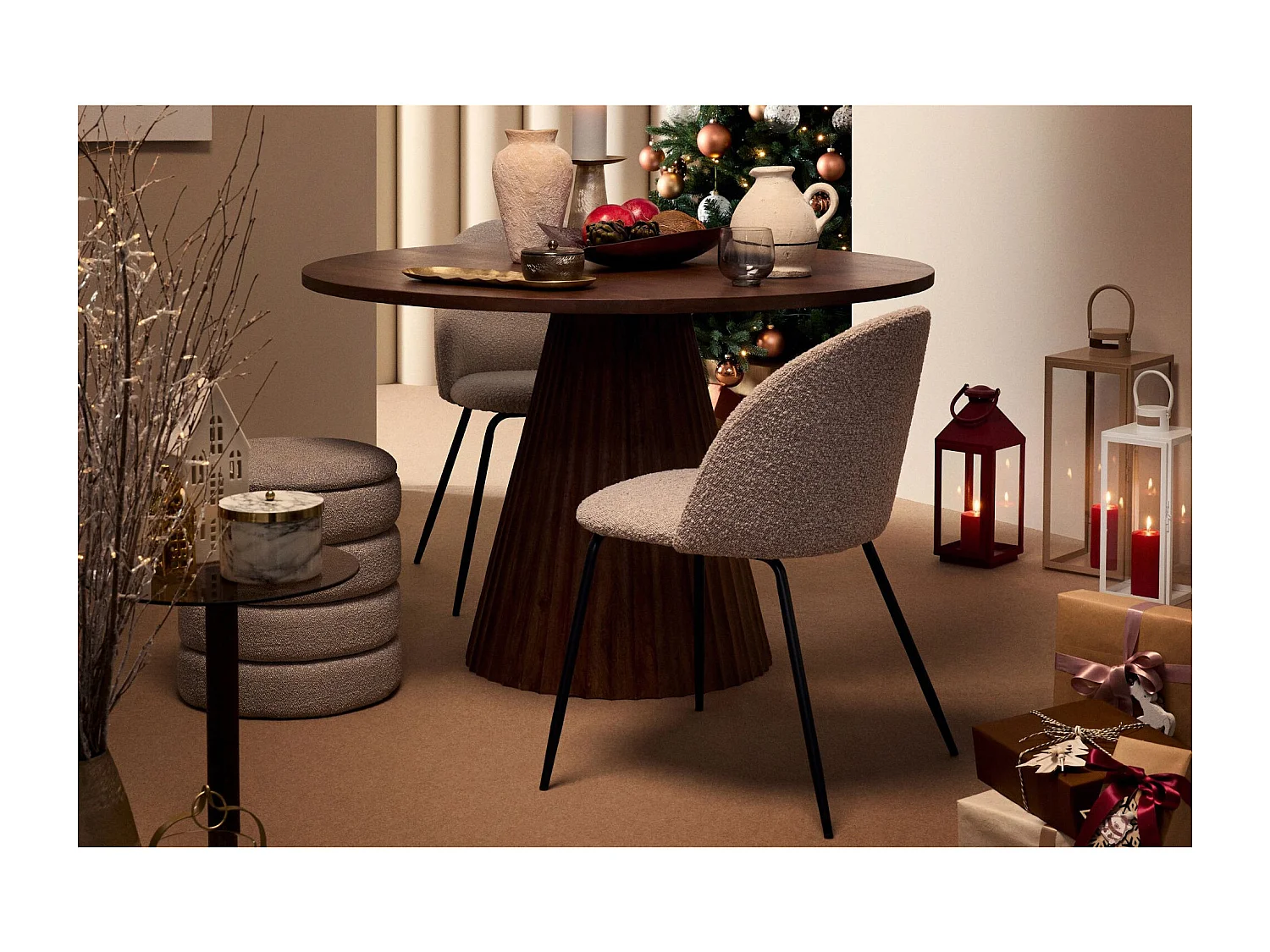 Table à manger ronde en manguier D120 6 personnes - AGRA