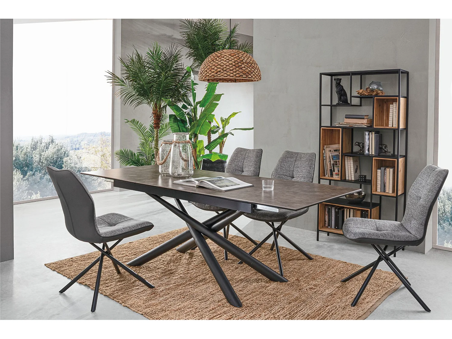 Table à manger rectangulaire extensible en céramique 6/8 places L160/220 - SOLINE