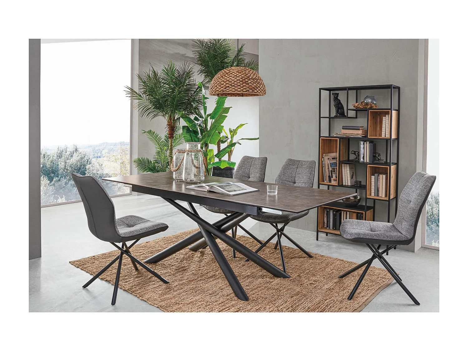 Table à manger rectangulaire extensible en céramique 6/8 places L160/220 - SOLINE