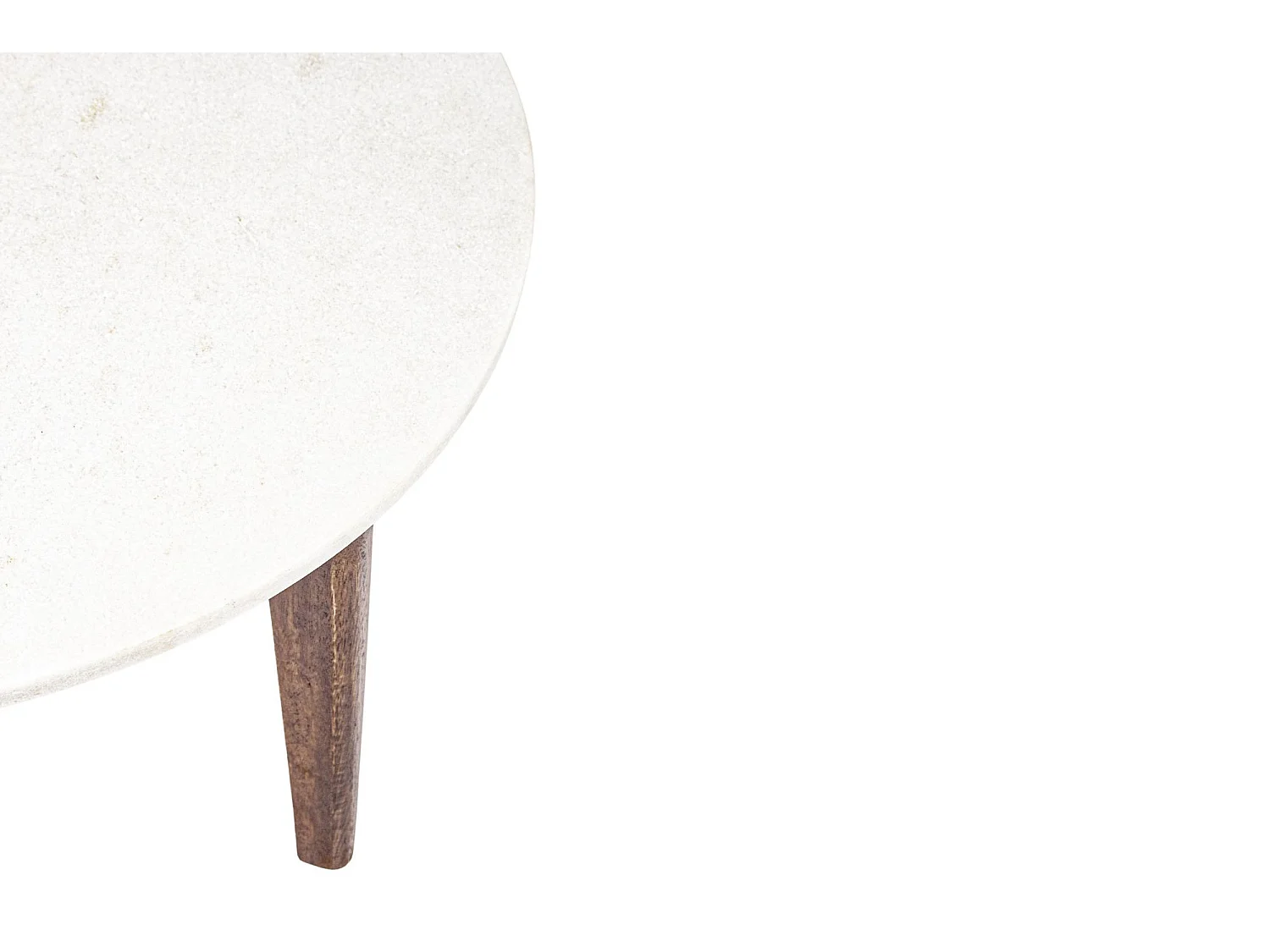 Table basse ronde vintage en manguier et marbre blanc L75 - BLANY