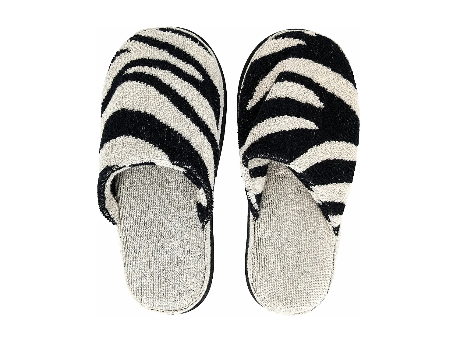 Chaussons de bain à rayures collection ZEBRA coton taille L/XL beige