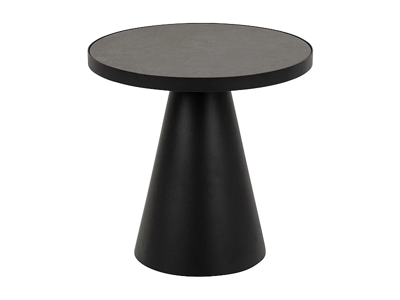 Bout de canapé rond en céramique et métal noir D45 - GIROLLE