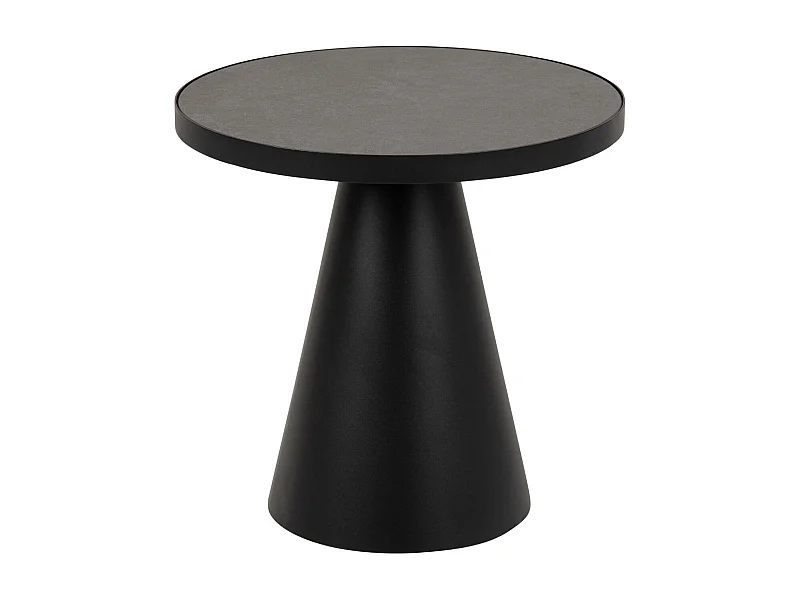 Bout de canapé rond en céramique et métal noir D45 - GIROLLE