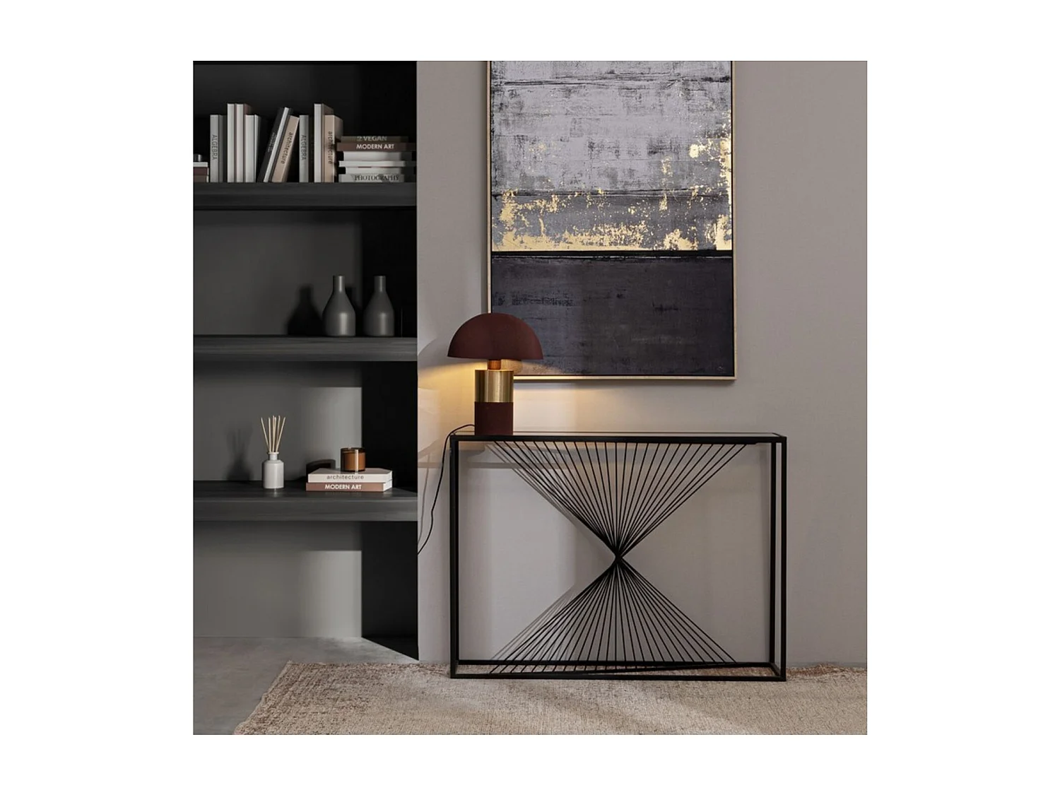 Console filaire en verre et en métal noir L107 - SPIRALE