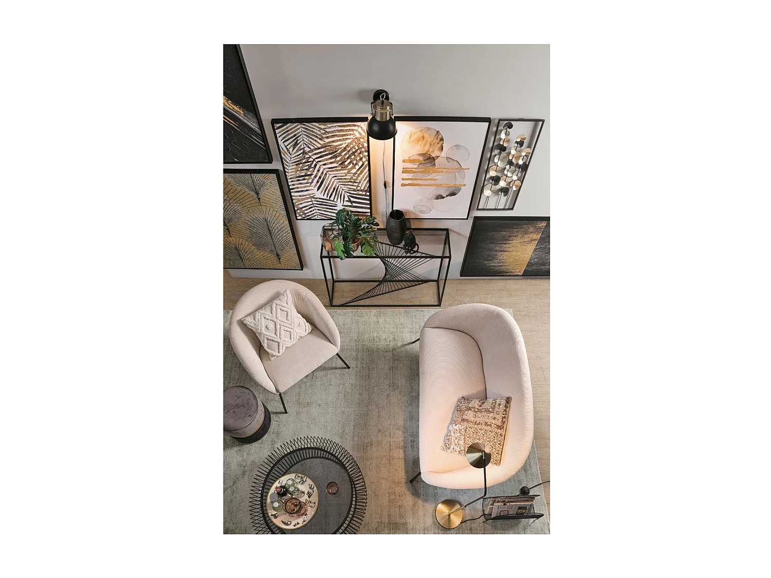 Console filaire en verre et en métal noir L107 - SPIRALE