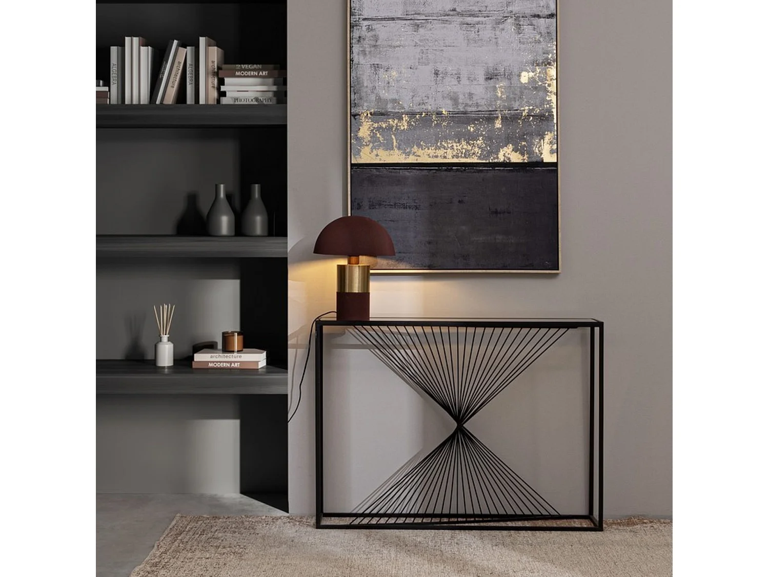 Console filaire en verre et en métal noir L107 - SPIRALE