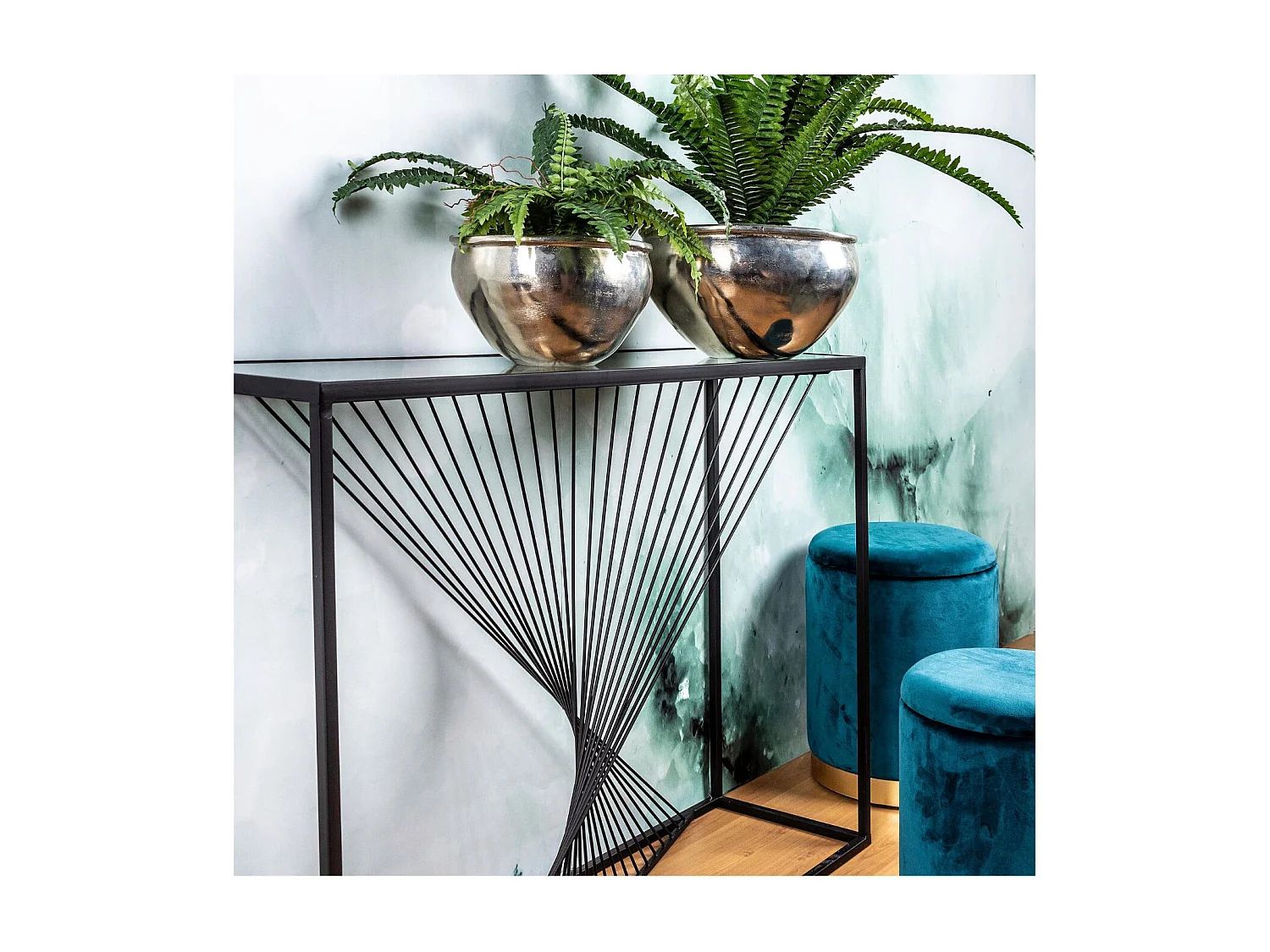 Console filaire en verre et en métal noir L107 - SPIRALE