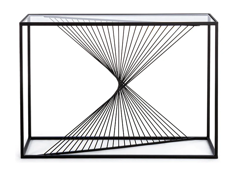 Console filaire en verre et en métal noir L107 - SPIRALE