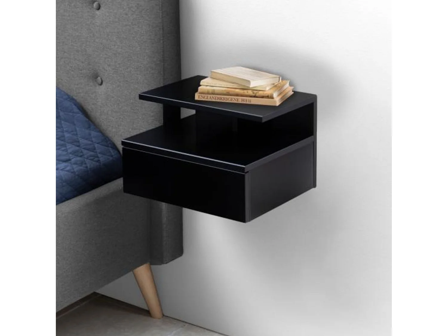 Chevet suspendu en bois 1 tiroir 1 niche - ASLAN