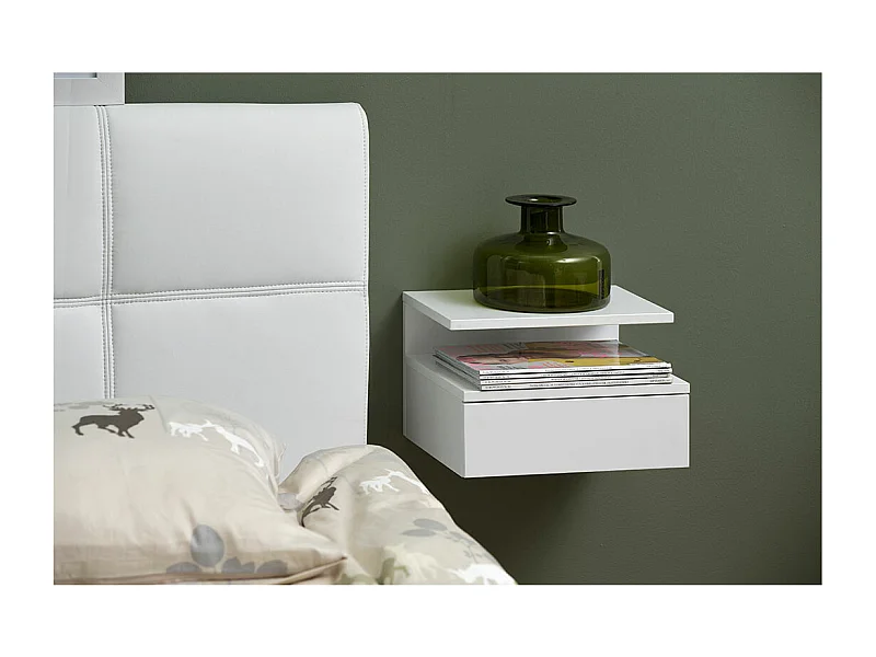 Chevet suspendu en bois 1 tiroir 1 niche - ASLAN