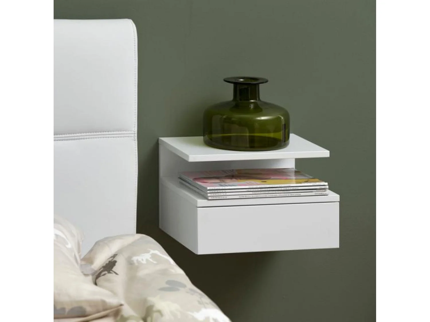 Chevet suspendu en bois 1 tiroir 1 niche - ASLAN