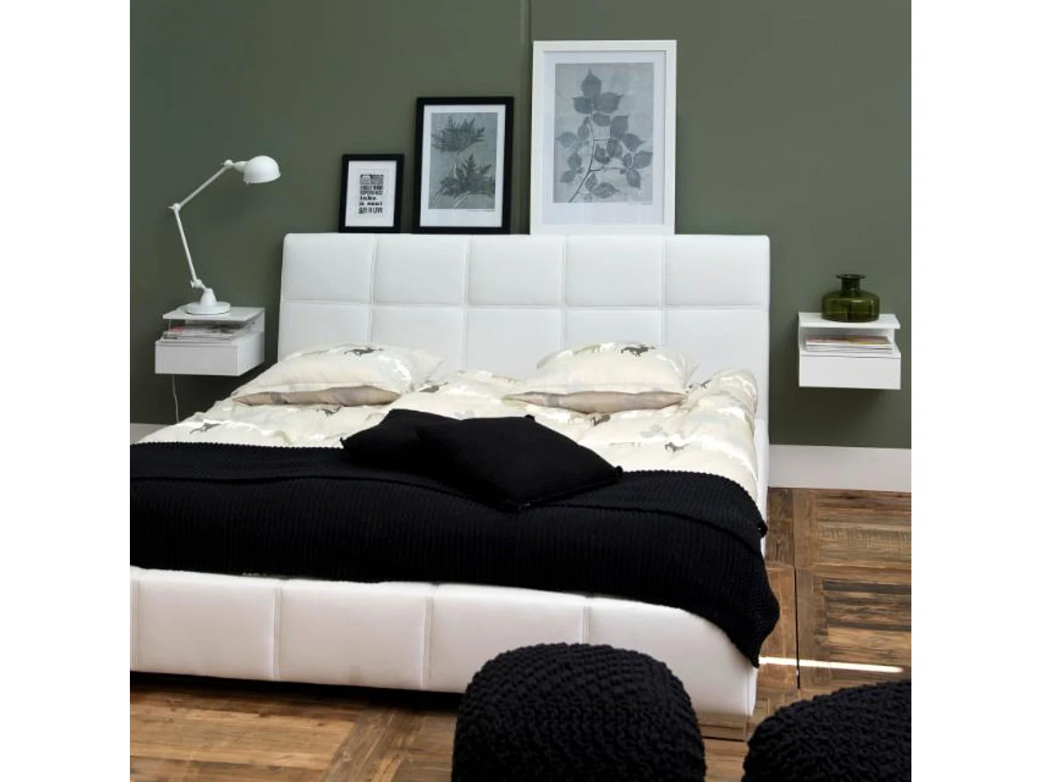 Chevet suspendu en bois 1 tiroir 1 niche - ASLAN