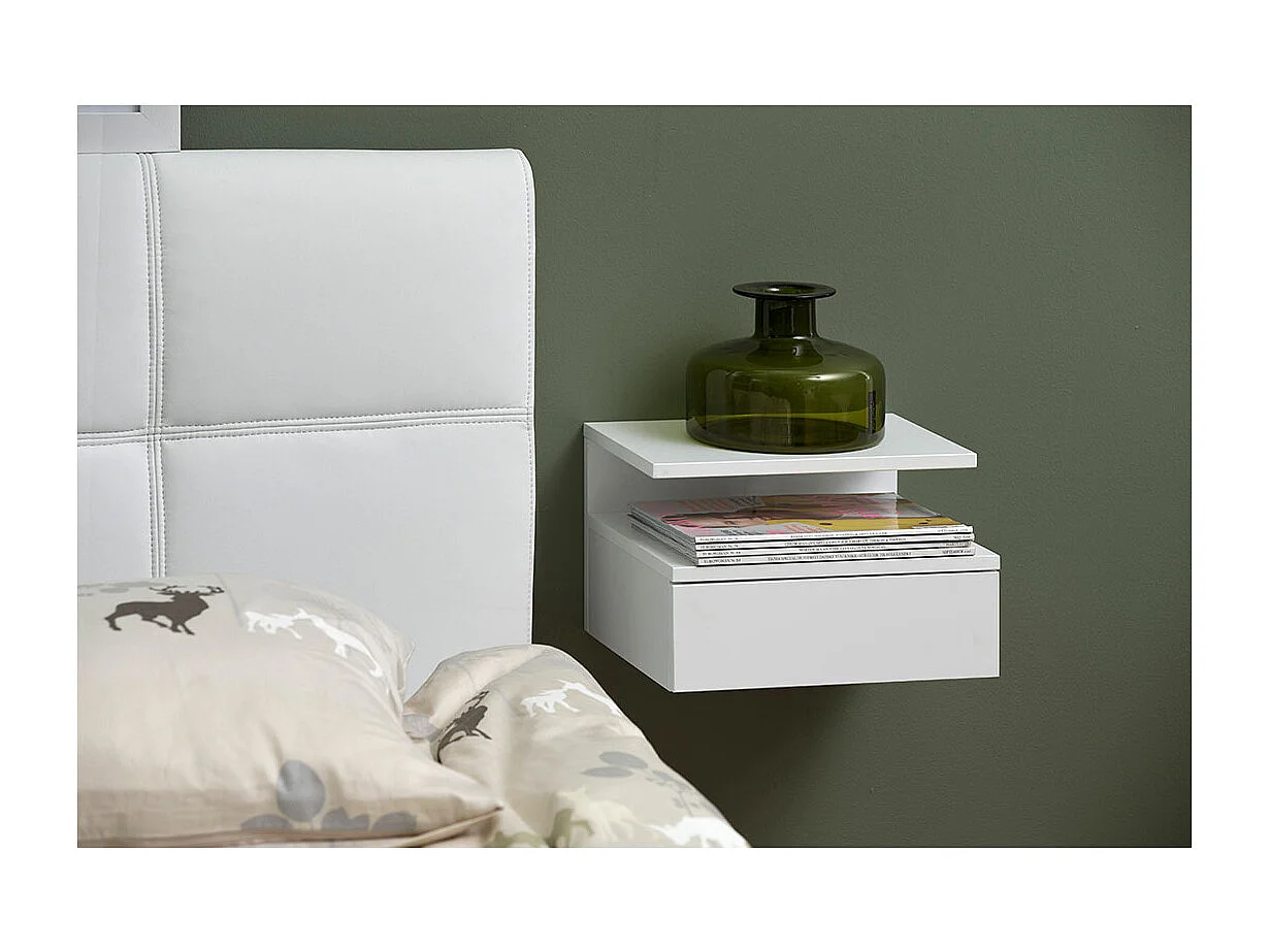 Chevet suspendu en bois 1 tiroir 1 niche - ASLAN