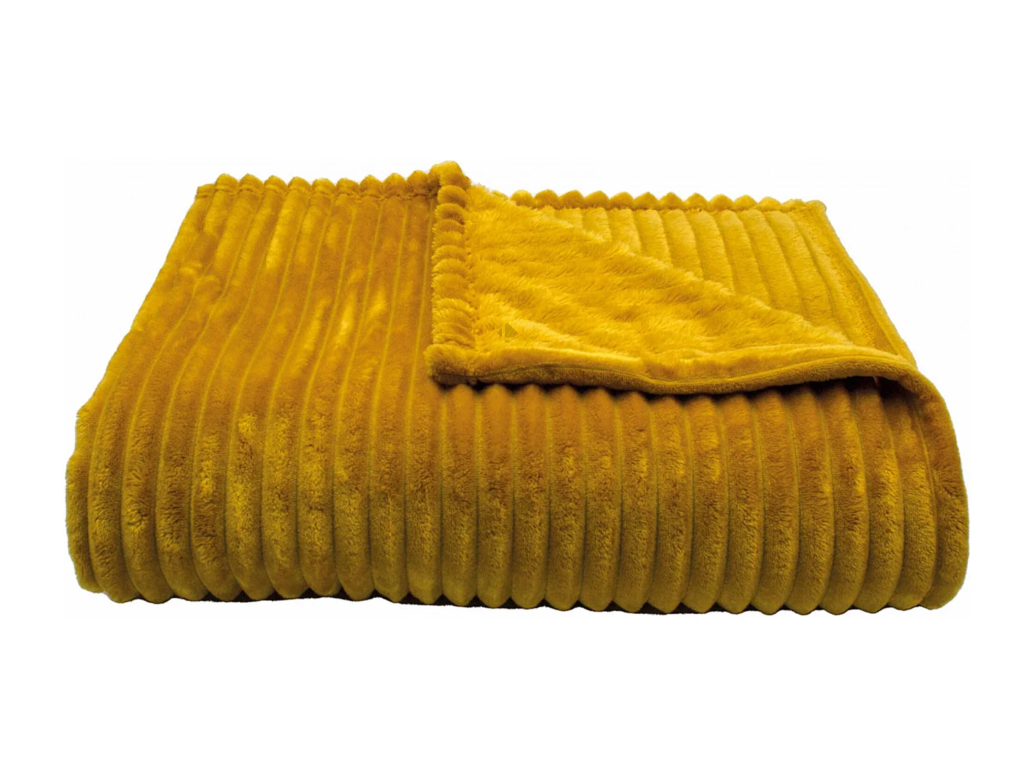Couverture 100% polyester 240x260 cm microvelours DOLCE jaune miel