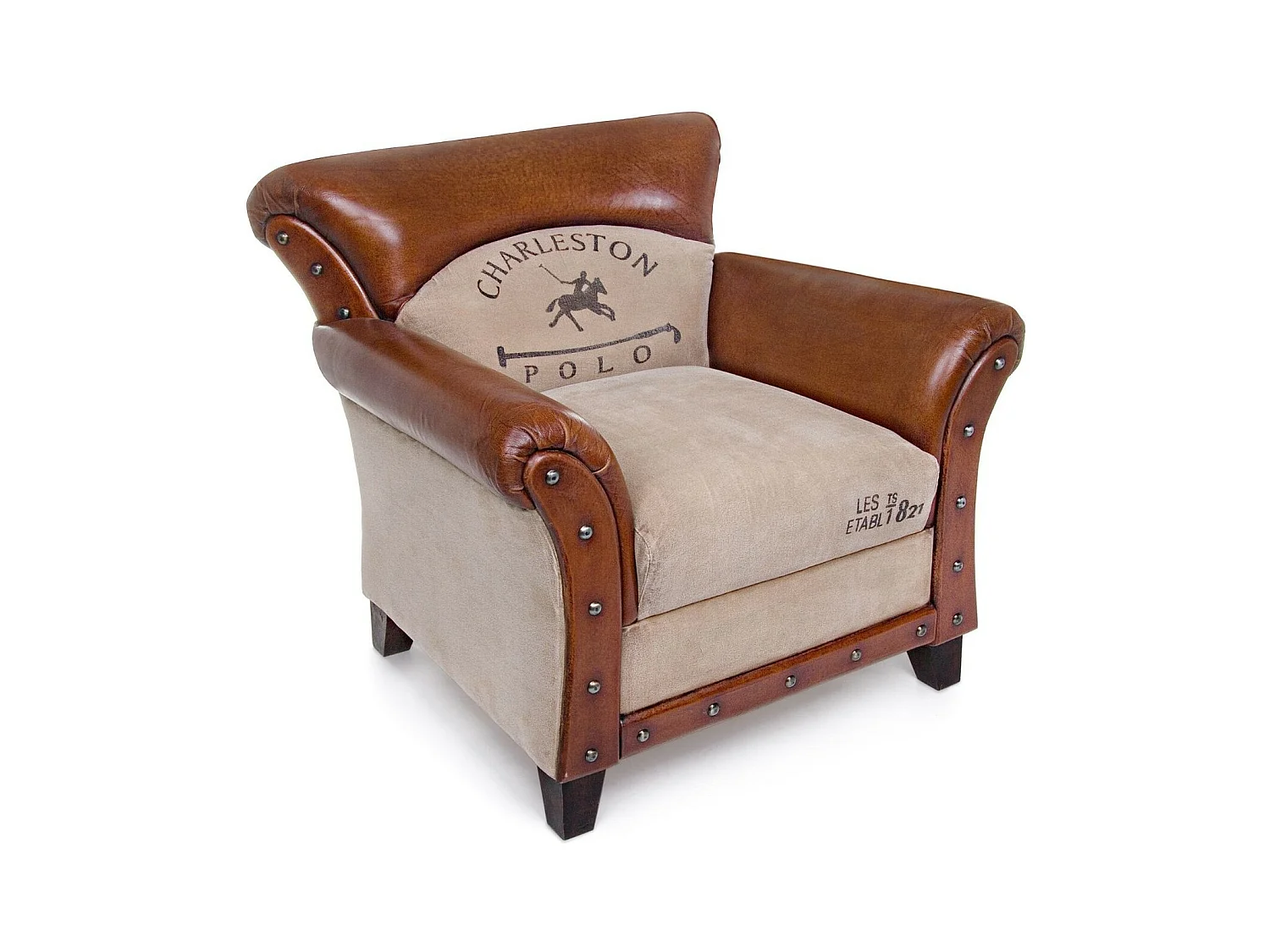 Fauteuil en bois et cuir de buffle - TEXAS