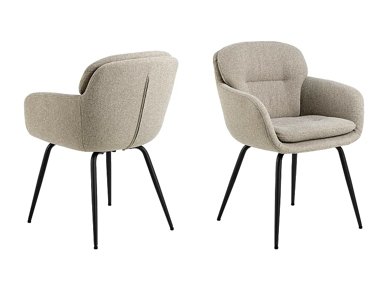 Chaises de salle à manger pieds métal assise tissu  (lot de 2) - MARTA