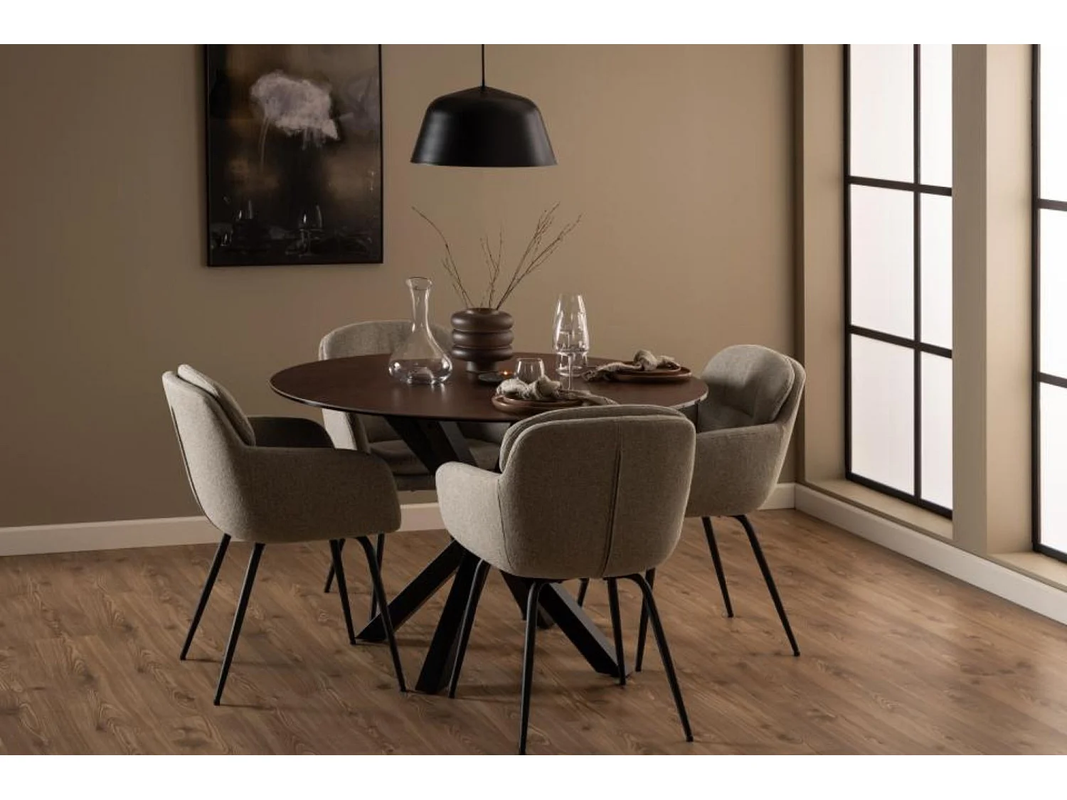 Chaises de salle à manger pieds métal assise tissu  (lot de 2) - MARTA