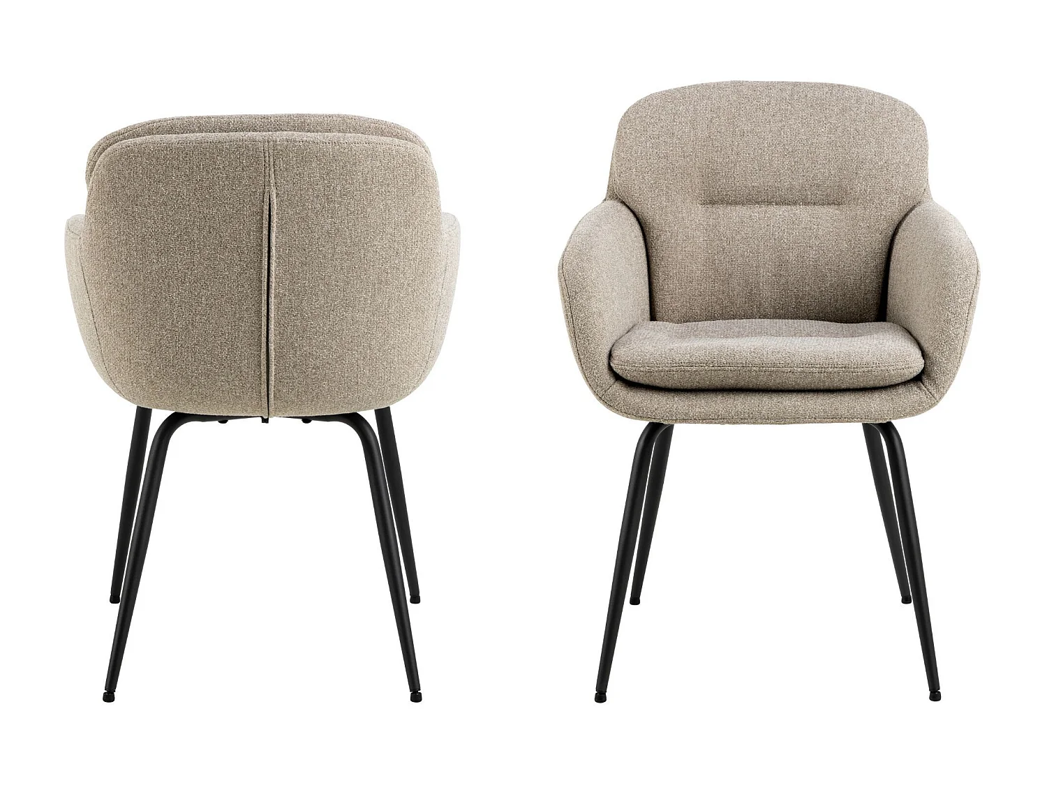 Chaises de salle à manger pieds métal assise tissu  (lot de 2) - MARTA