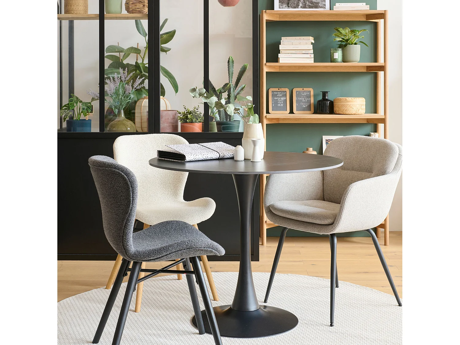 Chaises de salle à manger pieds métal assise tissu  (lot de 2) - MARTA