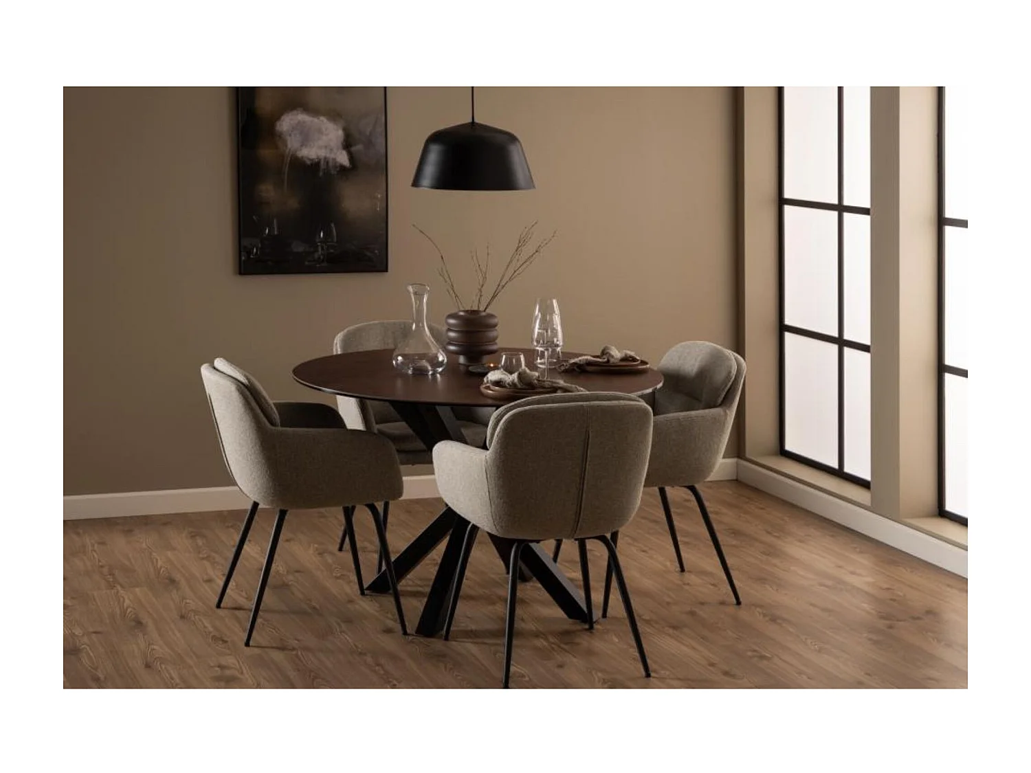 Chaises de salle à manger pieds métal assise tissu  (lot de 2) - MARTA