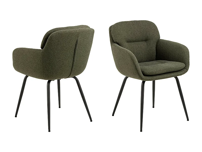 Chaises de salle à manger pieds métal assise tissu  (lot de 2) - MARTA