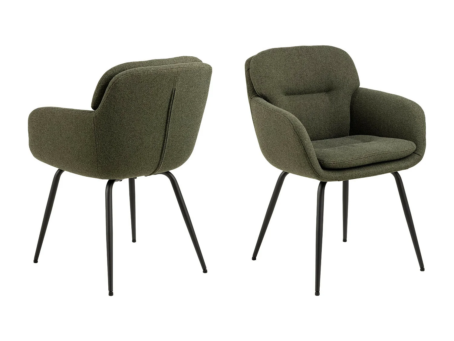 Chaises de salle à manger pieds métal assise tissu  (lot de 2) - MARTA