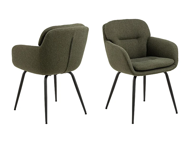 Chaises de salle à manger pieds métal assise tissu  (lot de 2) - MARTA