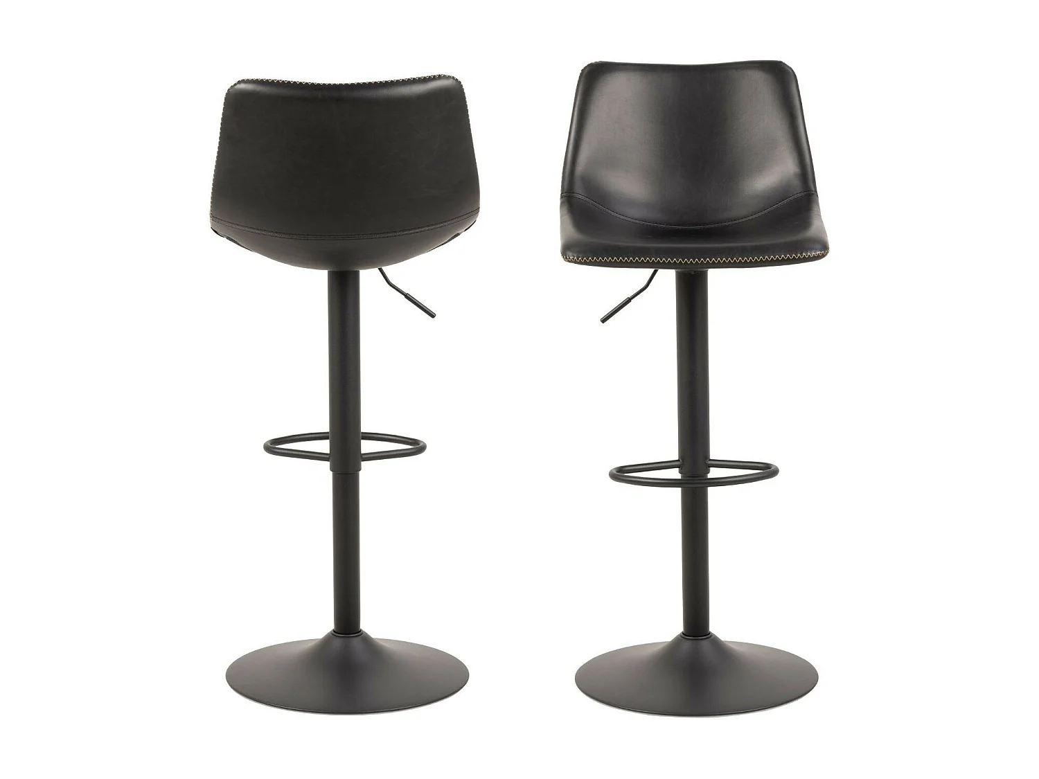Tabourets de bar simili piétement tulipe métal noir (lot de 2) - JACK