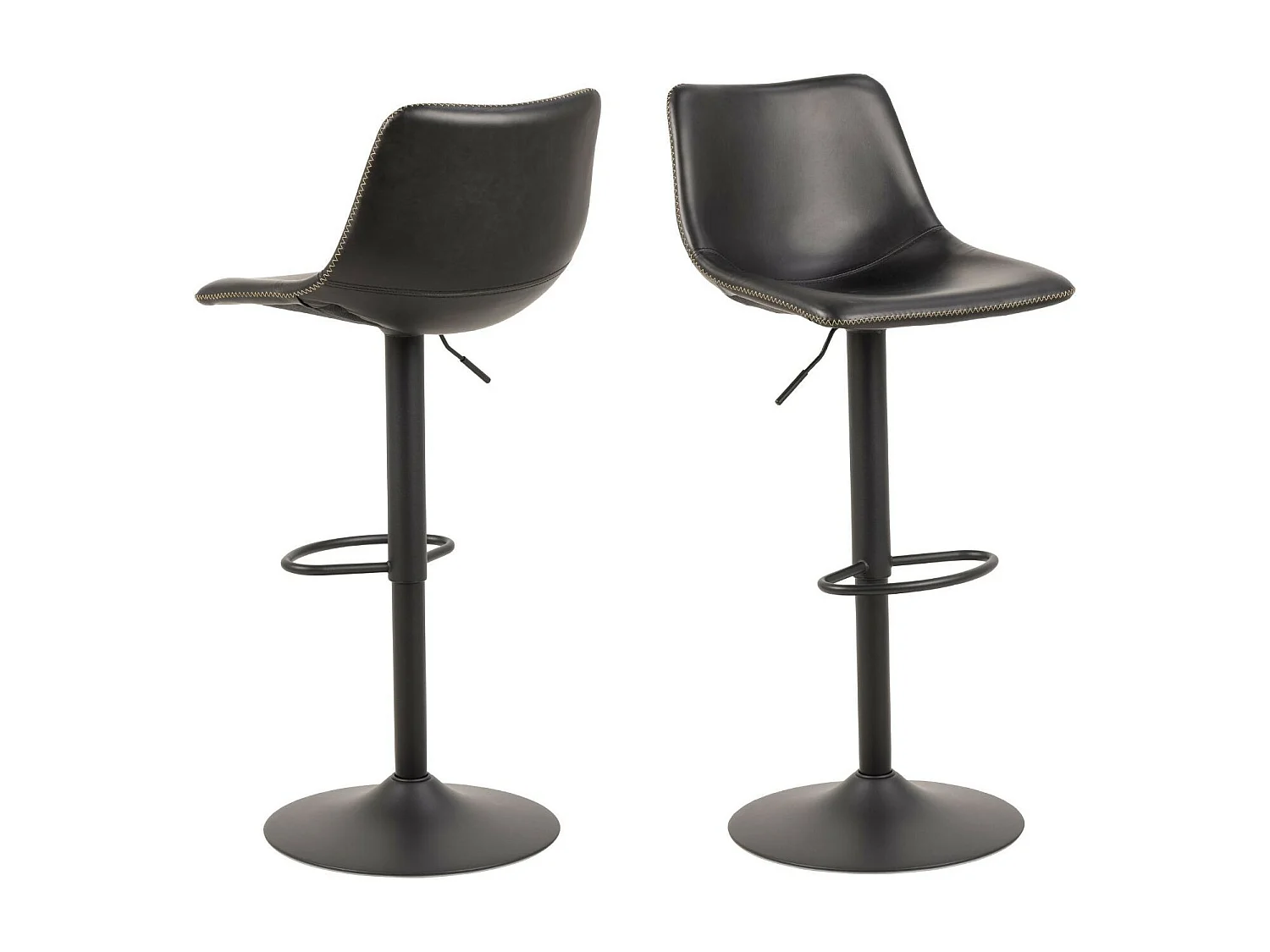Tabourets de bar simili piétement tulipe métal noir (lot de 2) - JACK