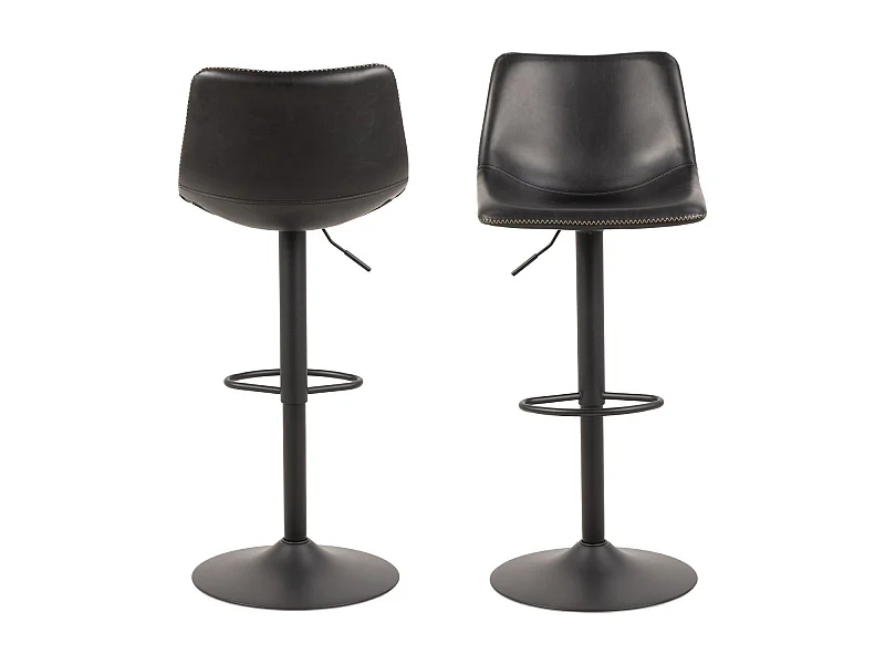 Tabourets de bar simili piétement tulipe métal noir (lot de 2) - JACK
