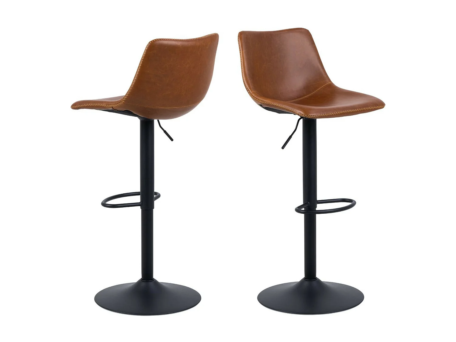 Tabourets de bar simili piétement tulipe métal noir (lot de 2) - JACK