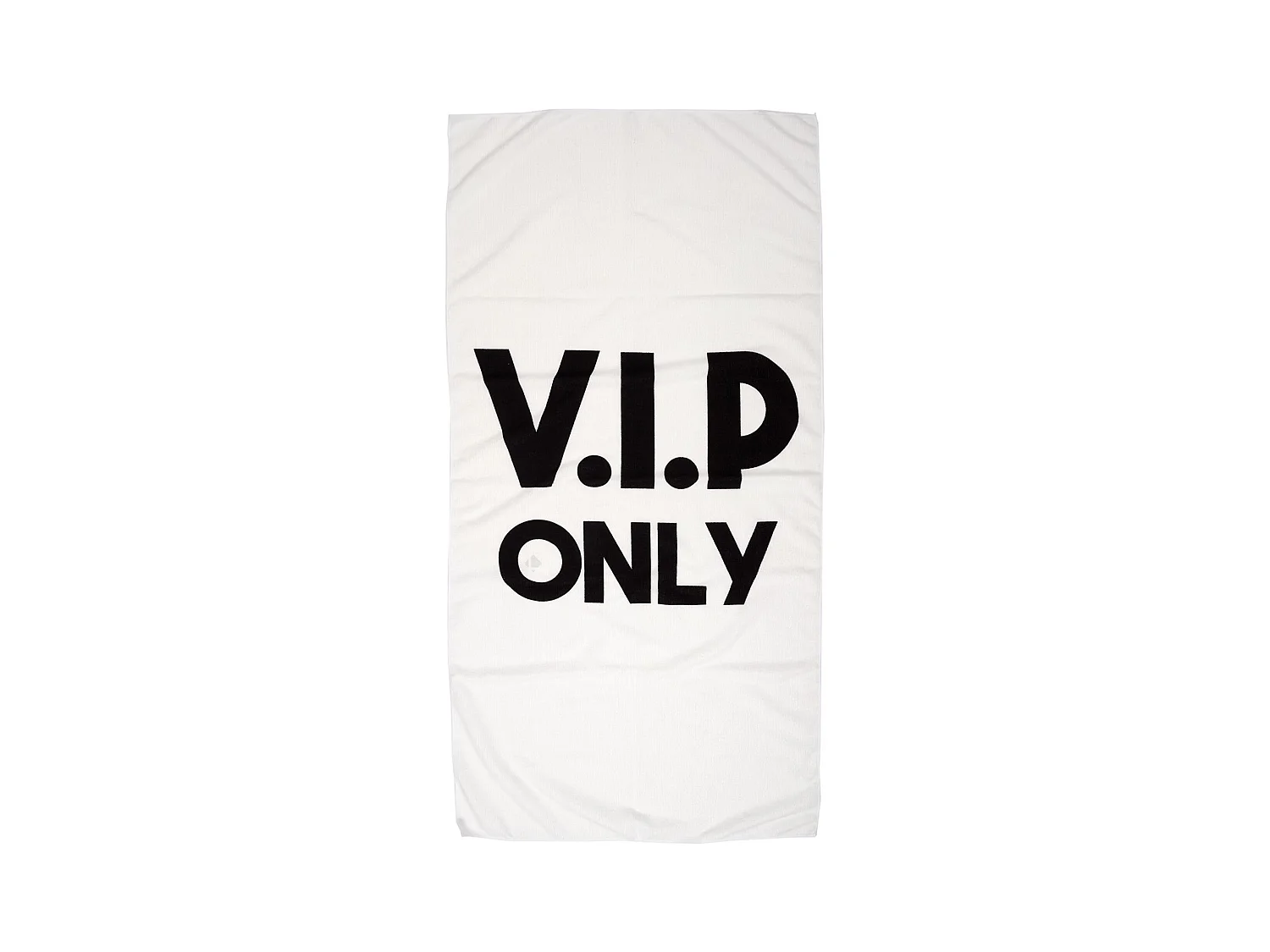 Drap de plage 70x140 cm en polyester KANEOHE modèle "VIP Only" blanc et noir