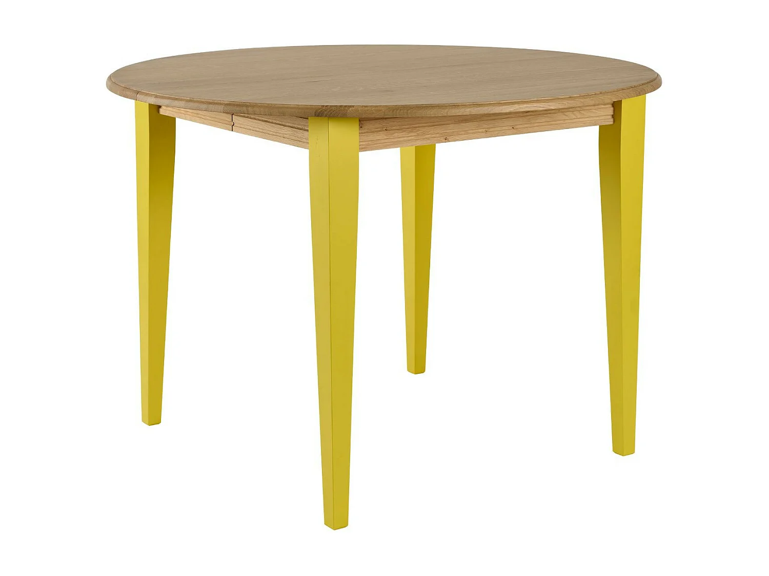 Table ronde extensible en bois 4/6 places D105 pieds colorés - VICTORIA