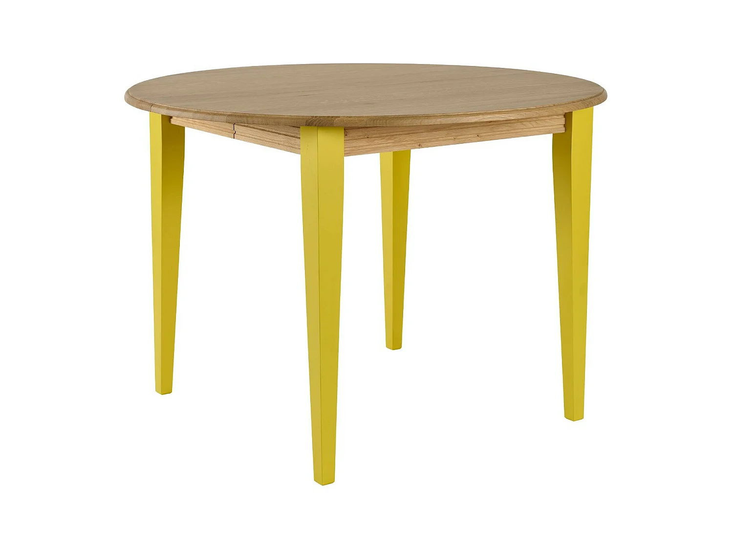 Table ronde extensible en bois 4/6 places D115 pieds colorés - VICTORIA