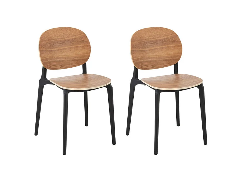 Chaises de salle à manger naturel/noire style japandi (lot de 2) - YUMI