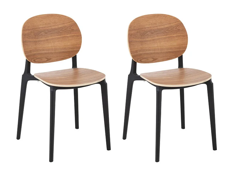 Chaises de salle à manger naturel/noire style japandi (lot de 2) - YUMI
