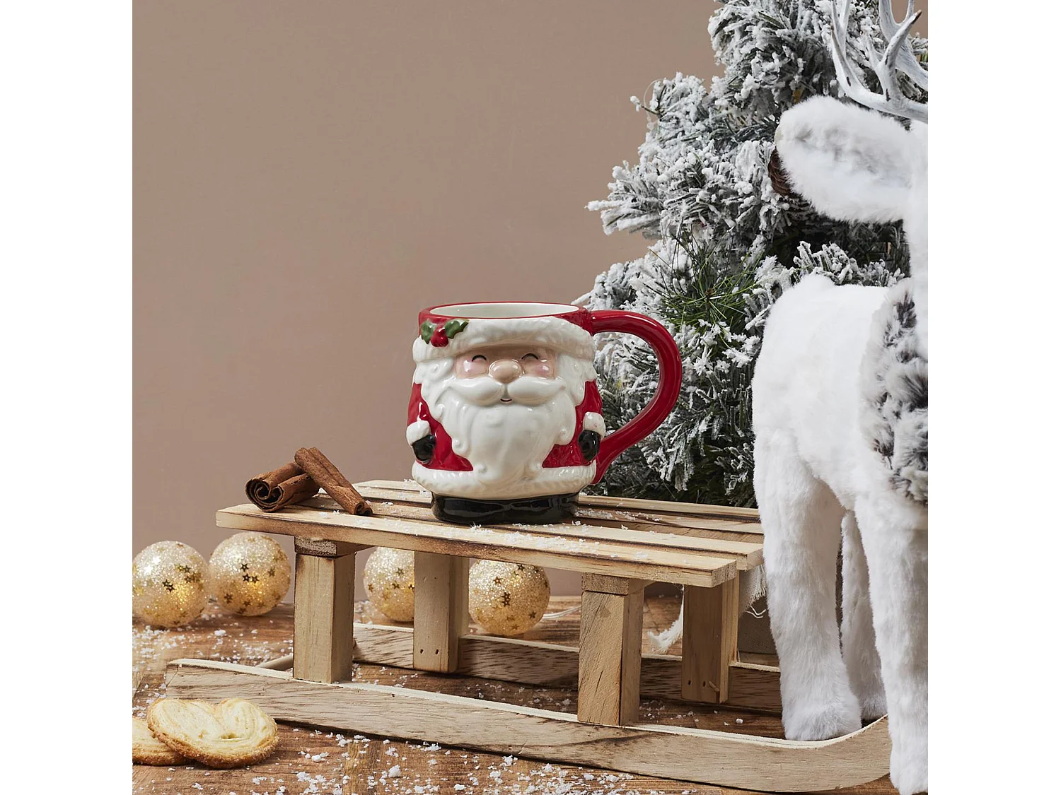Bol En Céramique Relief Noël 45cl - Modèle Père Noël, Design 3D Festif, Pour Soupes Et Desserts