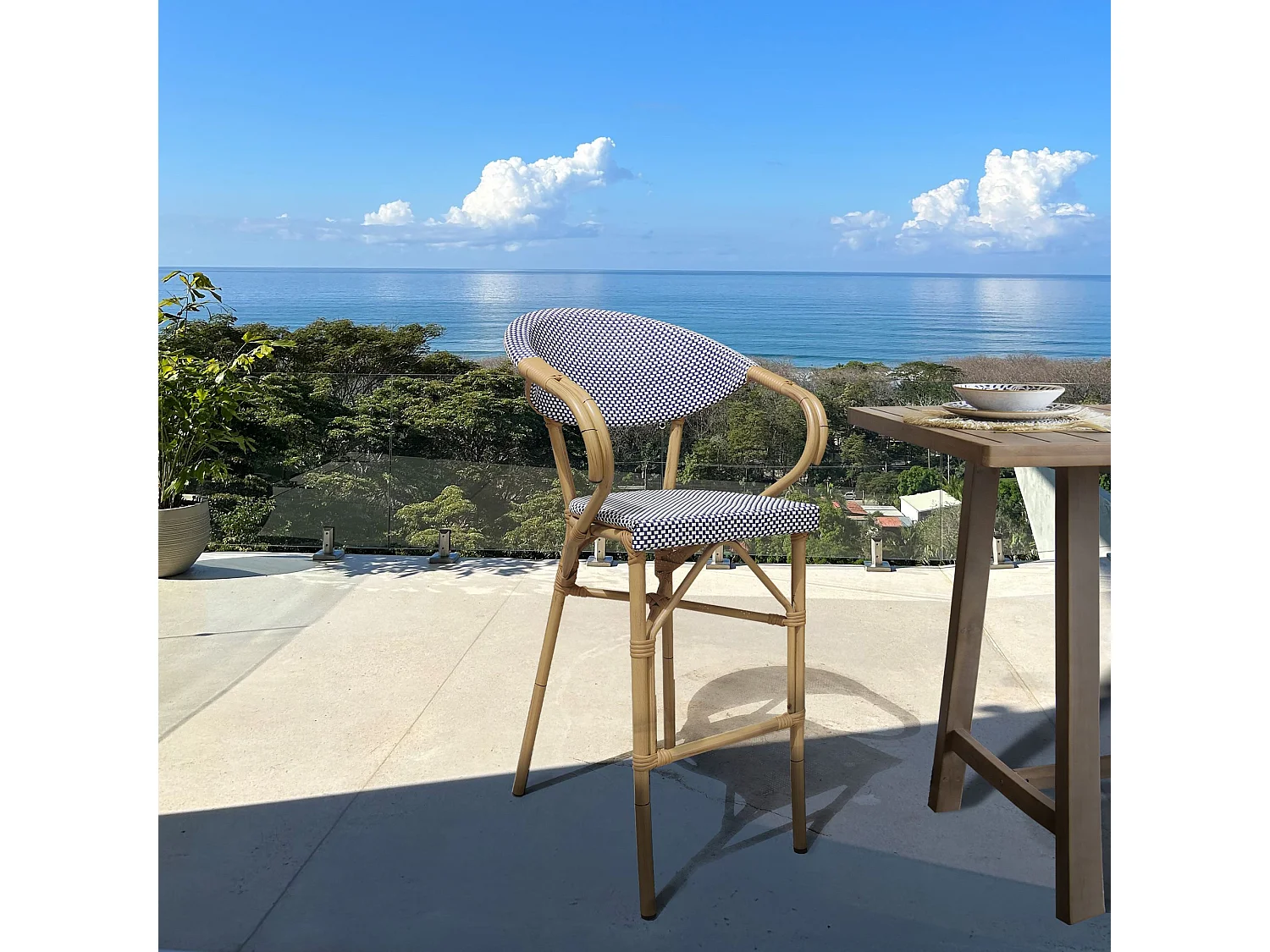 Now's Home - Lot De 2 Fauteuils De Bar Exterieur En Textilene Bleu