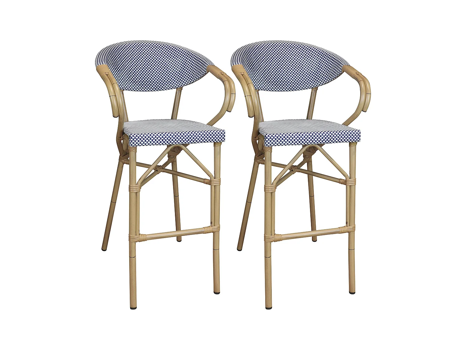 Now's Home - Lot De 2 Fauteuils De Bar Exterieur En Textilene Bleu