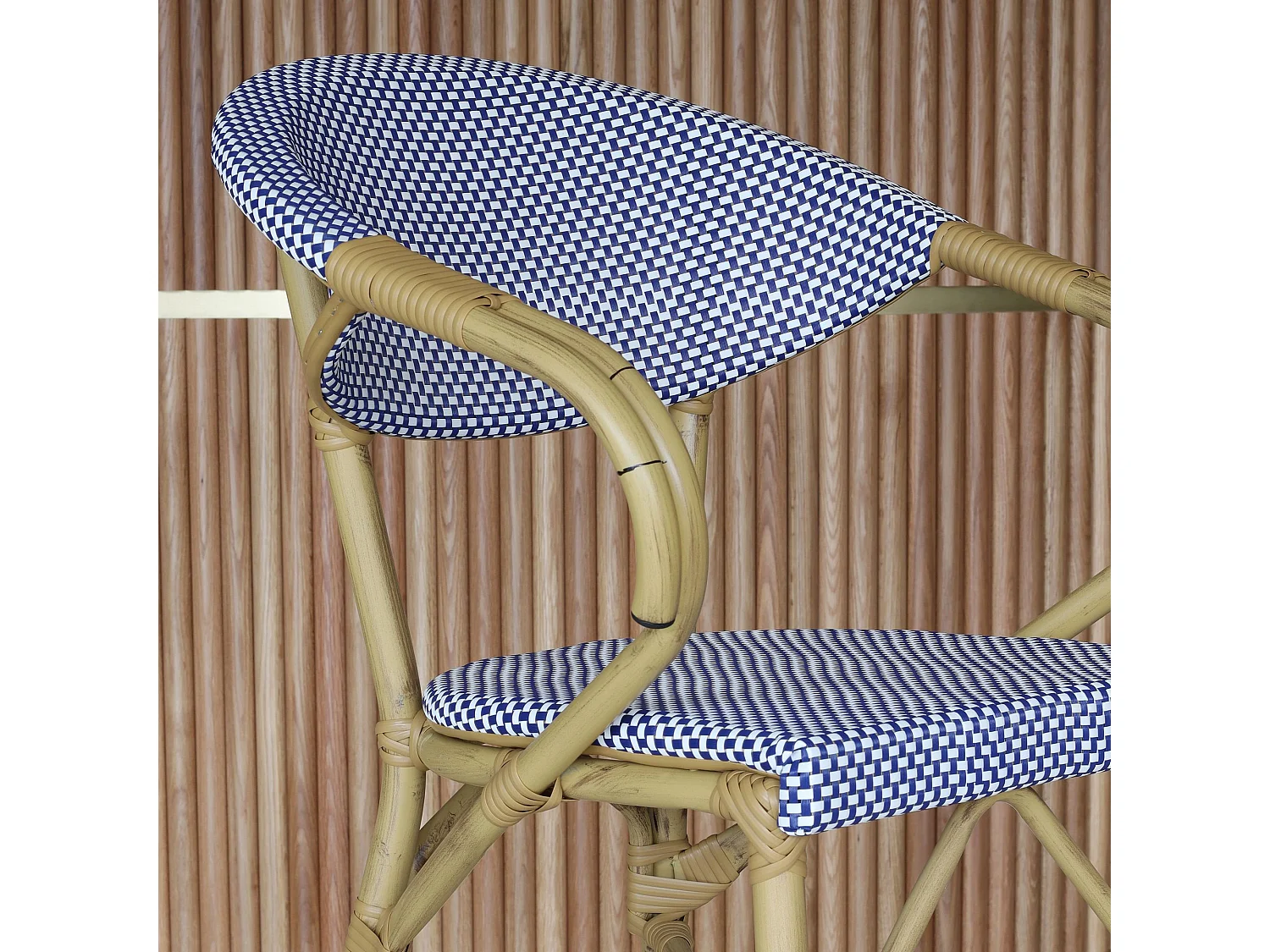 Now's Home - Lot De 2 Fauteuils De Bar Exterieur En Textilene Bleu Aspect Rotin Amalfi