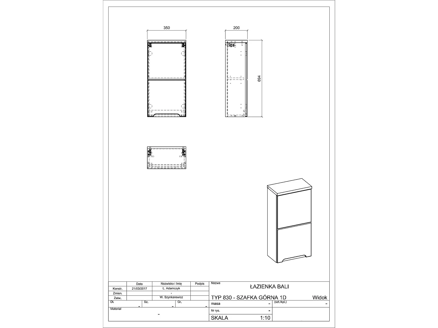 Zijkasten BALI SCAB35 1D 35x20x70 Donkergrijs