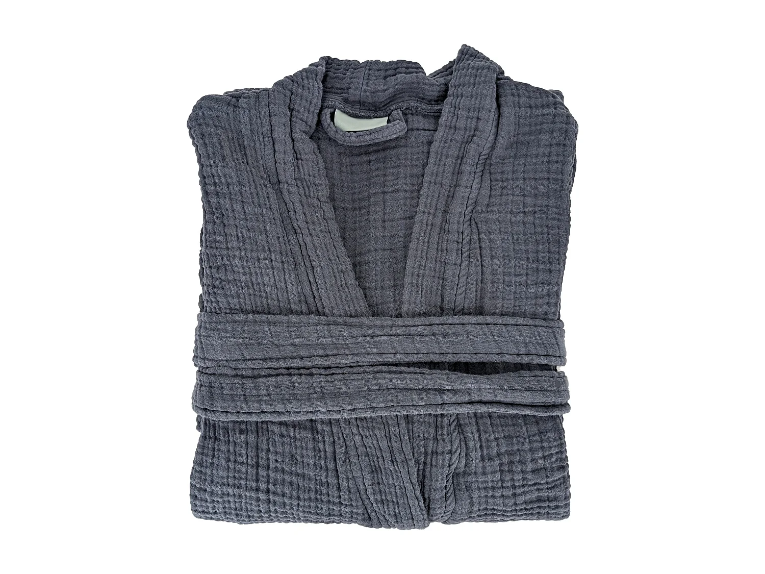 Peignoir col kimono KEA mousseline de coton taille L-XL bleu lauze