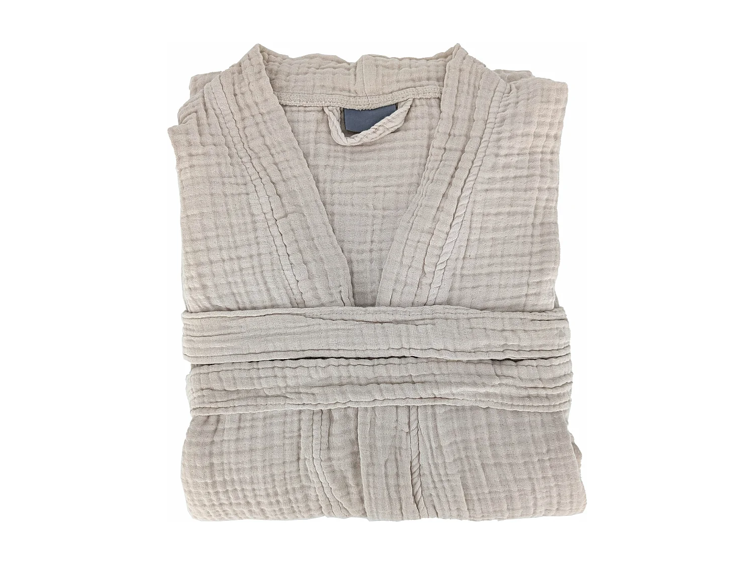 Peignoir col kimono KEA mousseline de coton taille S-M beige ficelle