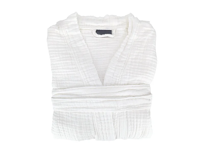 Peignoir col kimono KEA mousseline de coton taille L-XL blanc neige