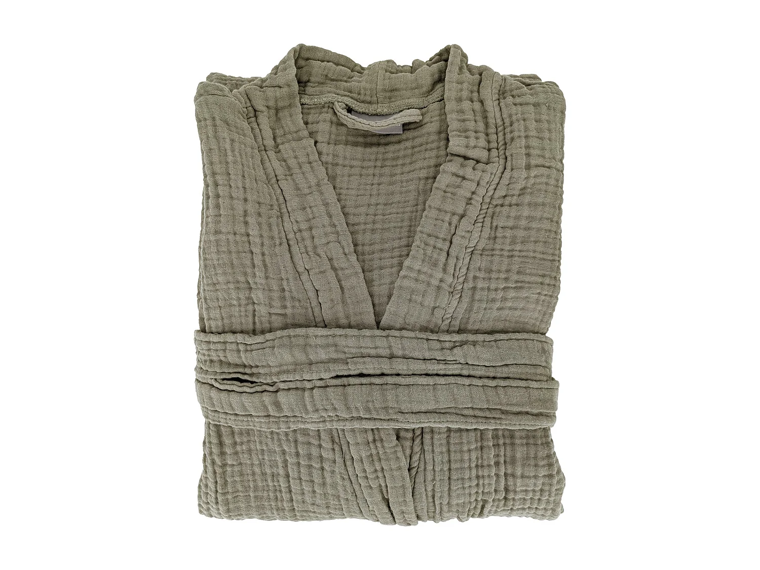 Peignoir col kimono KEA mousseline de coton taille S-M vert kaki