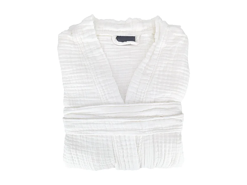 Peignoir col kimono KEA mousseline de coton taille S-M blanc neige
