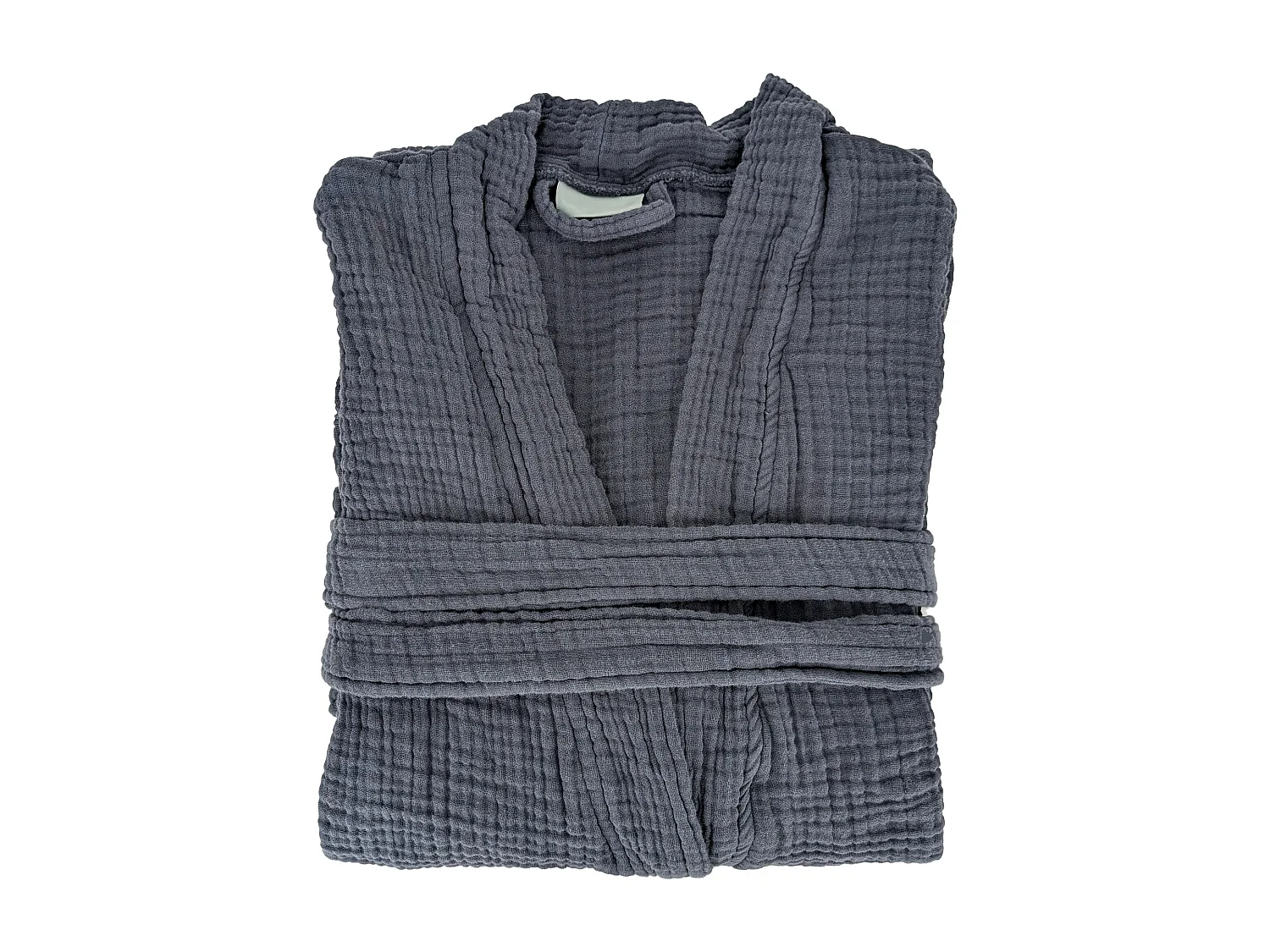 Peignoir col kimono KEA mousseline de coton taille S-M bleu lauze